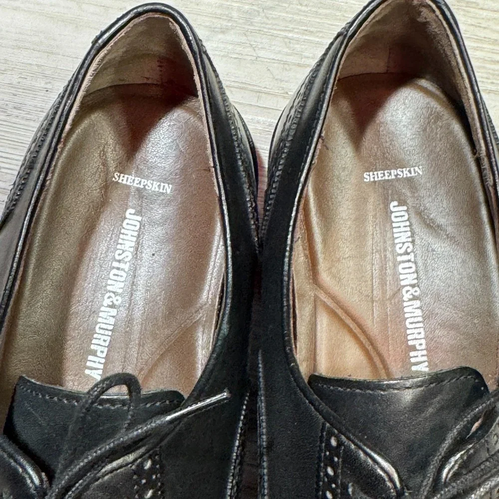 Johnston & Murphy Black Dress Shoes Men's 15M‎ Sheepskin Leather 15‑2821 India